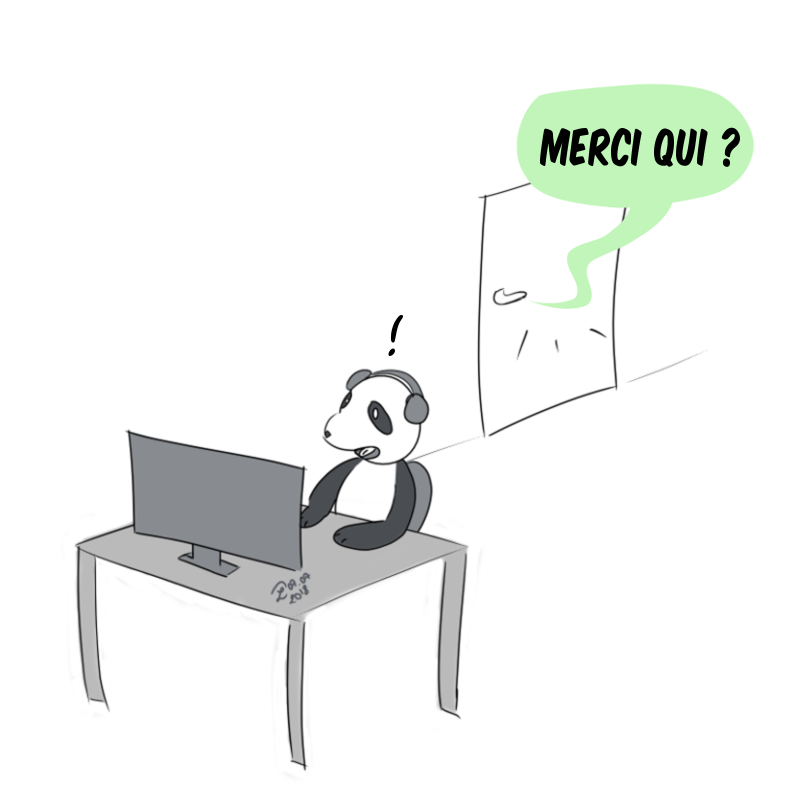 Case de BD : On entend Petit Lutin qui crie à l'extérieur de la pièce "MERCI QUI ?"